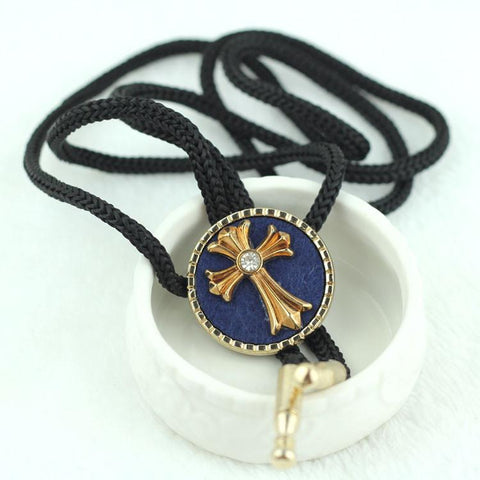Cross Suit Bow Necklace Bolo Tie