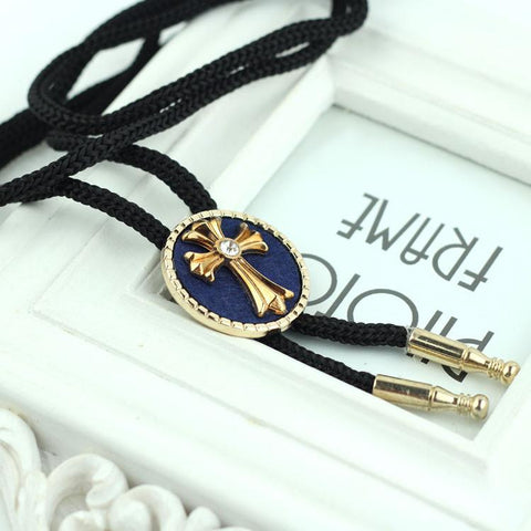 Cross Suit Bow Necklace Bolo Tie