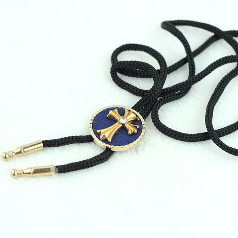 Cross Suit Bow Necklace Bolo Tie