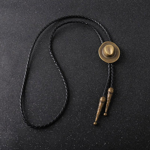Alloy Cowboy Hat Pendant Bolo Tie