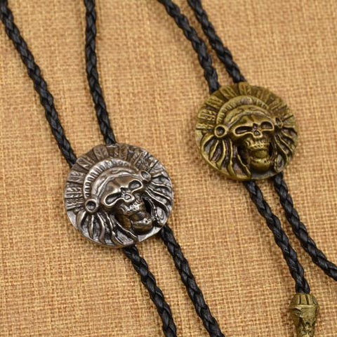 Indian 3D Cacique Head Pendant Bolo Ties