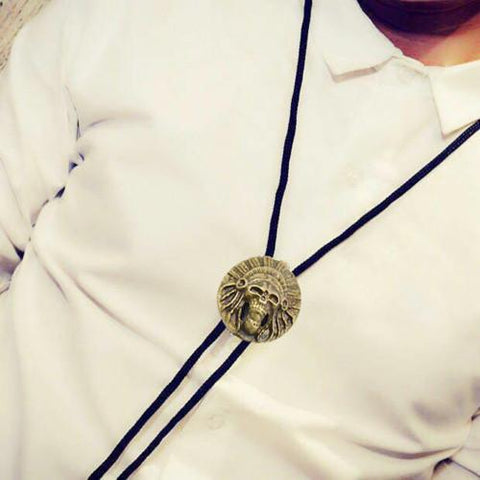 Indian 3D Cacique Head Pendant Bolo Ties
