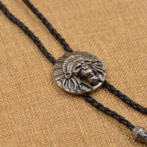 Indian 3D Cacique Head Pendant Bolo Ties