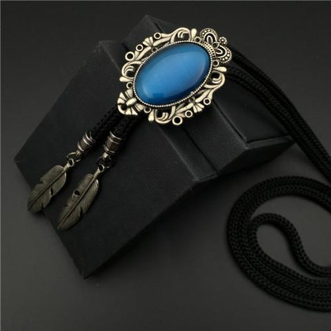 Leather Rope and Pendant Bolo Bow Tie