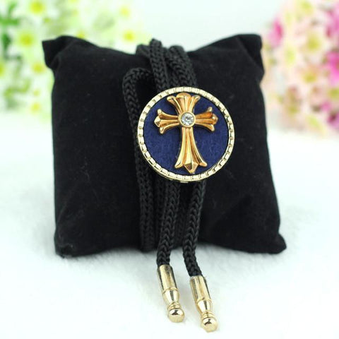 Cross Suit Bow Necklace Bolo Tie