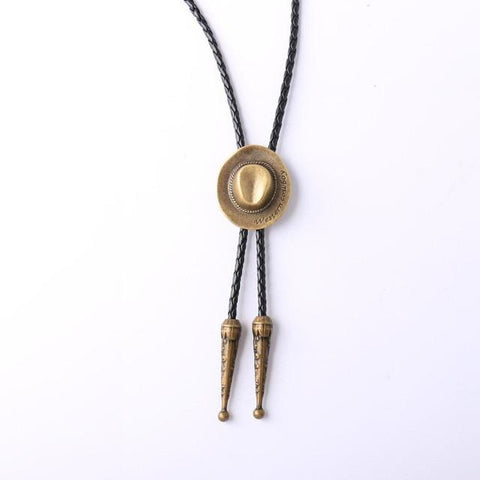 Alloy Cowboy Hat Pendant Bolo Tie