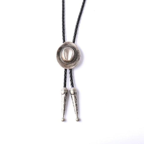 Alloy Cowboy Hat Pendant Bolo Tie